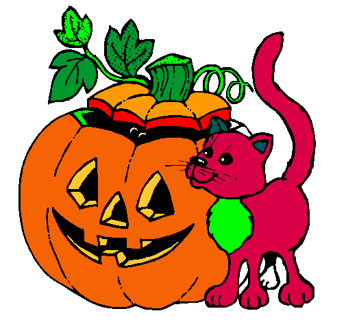 Calabaza y gato