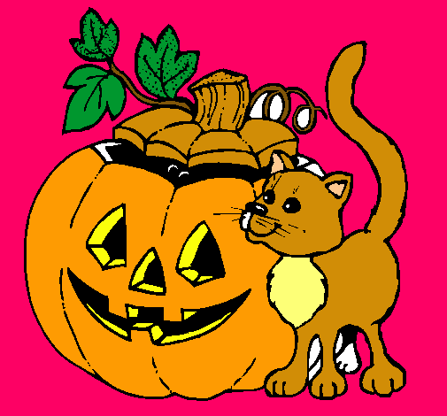 Calabaza y gato