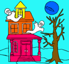Dibujo Casa fantansma pintado por carla