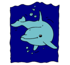 Dibujo Delfín pintado por azul