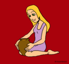 Dibujo Mujer y jarrón pintado por selena
