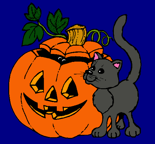 Calabaza y gato