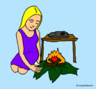 Dibujo Mujer cocinando pintado por amparo