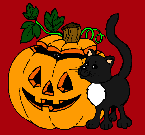 Calabaza y gato