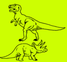 Dibujo Triceratops y tiranosaurios rex pintado por esteban.jhbbyffffffc