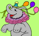 Dibujo Elefante con 3 globos pintado por lidia