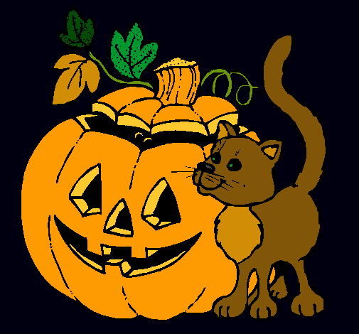 Calabaza y gato