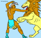 Dibujo Gladiador contra león pintado por mario