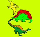 Dibujo Tres clases de dinosaurios pintado por daniel.
