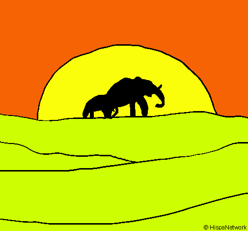 Elefante en el amanecer