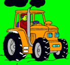 Dibujo Tractor en funcionamiento pintado por jorje