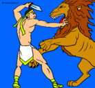 Dibujo Gladiador contra león pintado por MireiaLoka