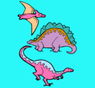 Dibujo Tres clases de dinosaurios pintado por FRANCISCA