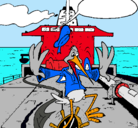 Dibujo Cigüeña en un barco pintado por titan