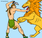 Dibujo Gladiador contra león pintado por Ambar554