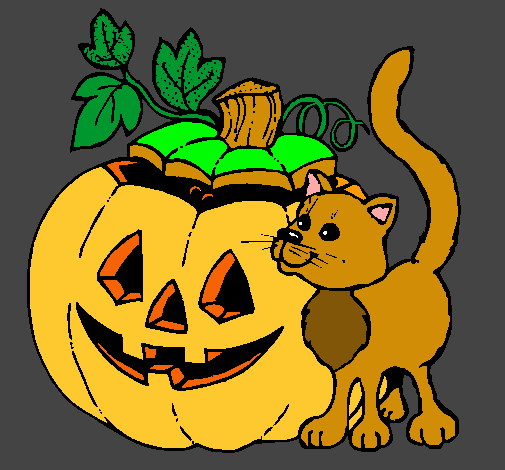 Calabaza y gato