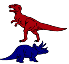 Dibujo Triceratops y tiranosaurios rex pintado por yonayker