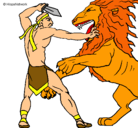 Dibujo Gladiador contra león pintado por alexis