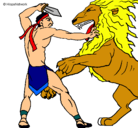 Dibujo Gladiador contra león pintado por matias