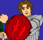 Dibujo Caballero con escudo de león pintado por Warter