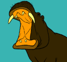Dibujo Hipopótamo con la boca abierta pintado por nico