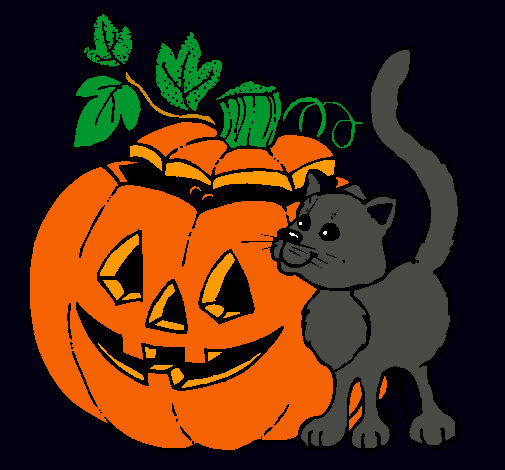 Calabaza y gato