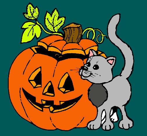 Calabaza y gato