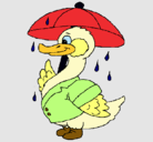Dibujo Pato bajo la lluvia pintado por joseirene