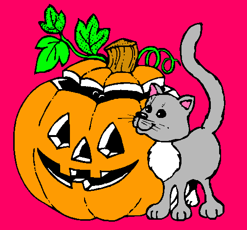 Calabaza y gato