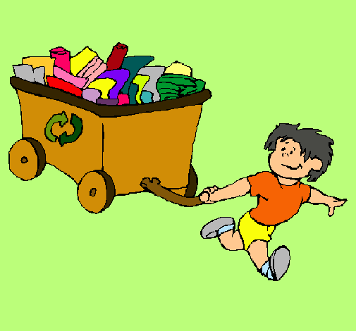 Niño reciclando