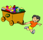 Dibujo Niño reciclando pintado por RESICLAR