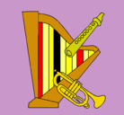 Dibujo Arpa, flauta y trompeta pintado por boni9