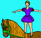 Dibujo Trapecista encima de caballo pintado por elcaballoylachica
