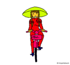 Dibujo China en bicicleta pintado por sabina