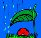 Dibujo Mariquita protegida de la lluvia pintado por luchia