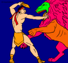 Dibujo Gladiador contra león pintado por nicolascalderon