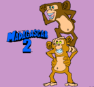 Dibujo Madagascar 2 Manson y Phil pintado por mono