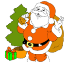 Dibujo Santa Claus y un árbol de navidad pintado por marcelo