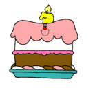 Dibujo Pastel de cumpleaños pintado por mickey