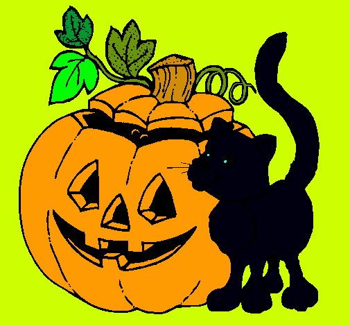 Calabaza y gato