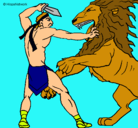 Dibujo Gladiador contra león pintado por nairobi