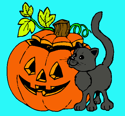 Calabaza y gato