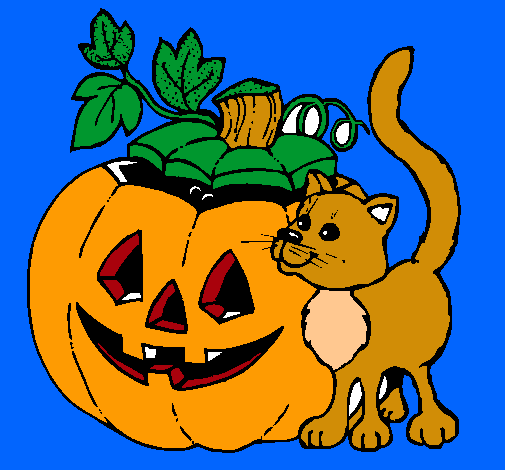 Calabaza y gato