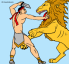 Dibujo Gladiador contra león pintado por melissa