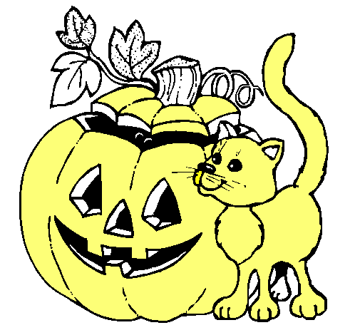 Calabaza y gato