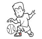 Dibujo Niño botando la pelota pintado por Baloncesto