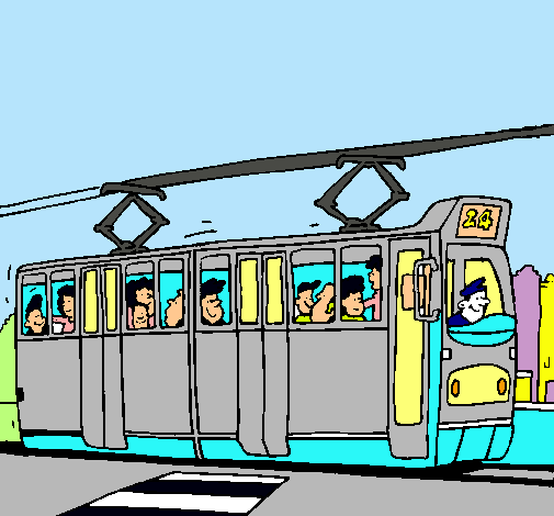 Tranvía con pasajeros