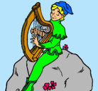Dibujo Duende tocando el arpa pintado por maribel