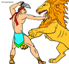 Dibujo Gladiador contra león pintado por fabricio