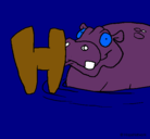 Dibujo Hipopótamo pintado por monas